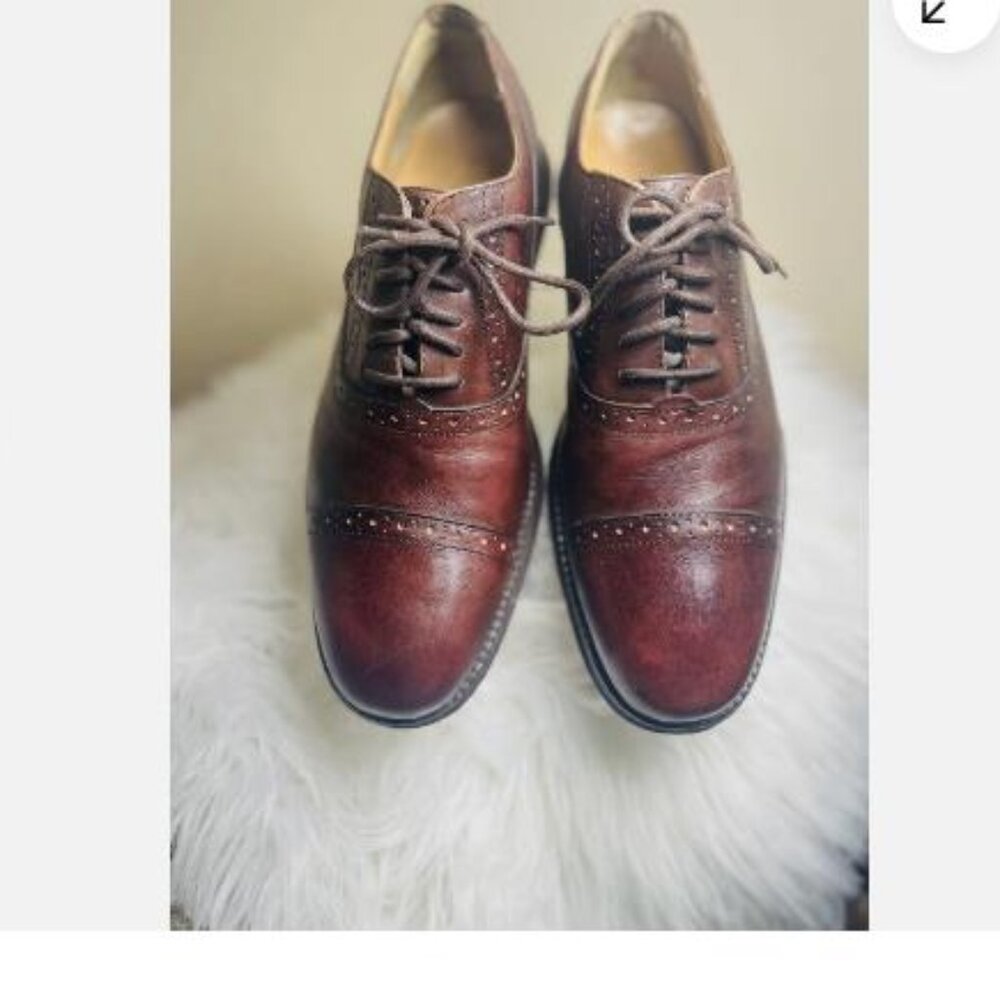 Cole Haan Shoes Mens Sz 10 Burgundy Leather LunarGrand Cap Toe Oxford Brogue
